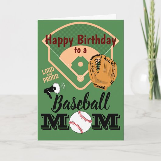 Baseball of Softball Mam Birthday Kaart (Voorkant)