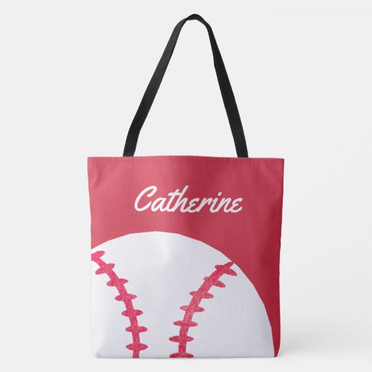 Baseball of Softball Red, gepersonaliseerde Kinder Tote Bag (Voorkant)