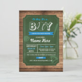 Baseball Oh Boy Baby shower Sports Invite Kaart (Staand voorkant)