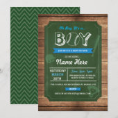 Baseball Oh Boy Baby shower Sports Invite Kaart (Voorkant / Achterkant)