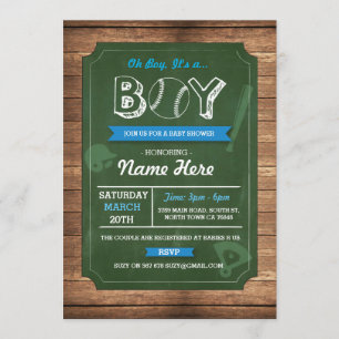 Baseball Oh Boy Baby shower Sports Invite Kaart