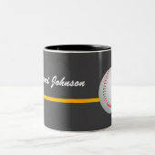 Baseball on a dark gray Background personalize Tweekleurige Koffiemok (Center)