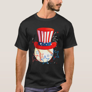 Baseball oom Sam 4 juli haalt Amerikaanse vlag T-shirt