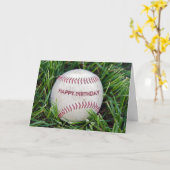 Baseball op de geboorte in gras kaart (Gele Bloem)