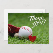 Baseball op groen gras bedankt briefkaart (Voorkant / Achterkant)