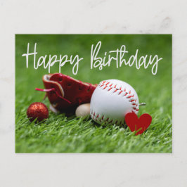Baseball op Groen gras met liefde voor Birthday Briefkaart