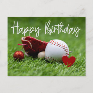 Baseball op Groen gras met liefde voor Birthday Briefkaart