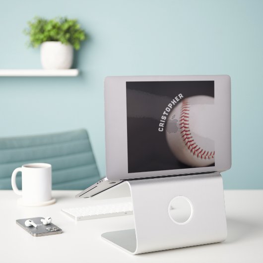 Baseball op maat sticker (Laptop op bureau)