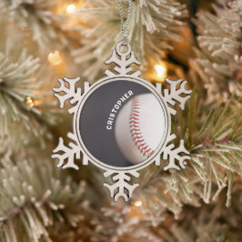 Baseball op maat tin sneeuwvlok ornament