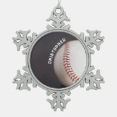Baseball op maat tin sneeuwvlok ornament (Voorkant)