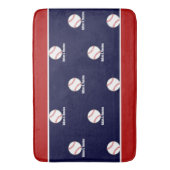 Baseball op marineblauw naam Sportkavel Badmat (Voorkant Verticaal)