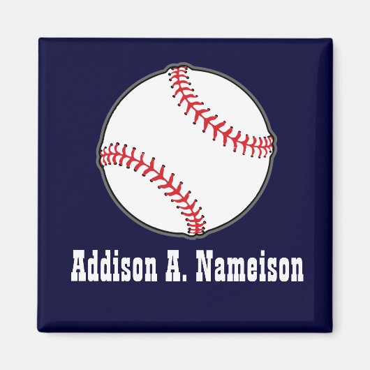 Baseball op marineblauw-naam Sportruimteschepen Magneet (Voorkant)