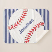 Baseball op Stripes Design Sherpa Blanket Deken (Voorkant (horizontaal))