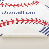 Baseball op Stripes Design Sherpa Blanket Sherpa Deken (3/4)