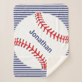 Baseball op Stripes Design Sherpa Blanket Sherpa Deken (Voorkant)