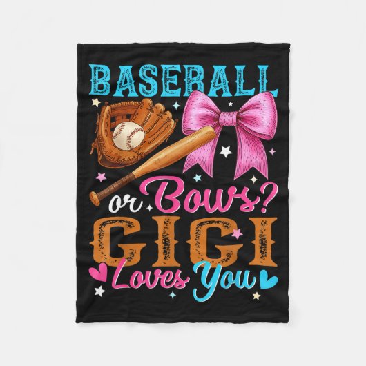 Baseball Or Bows Gigi Loves You Gender Reveal Baby Fleece Deken (Voorkant)