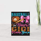 Baseball Or Bows Gigi Loves You Gender Reveal Baby Kaart (Voorkant)
