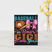 Baseball Or Bows Gigi Loves You Gender Reveal Baby Kaart (Gele Bloem)