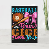 Baseball Or Bows Gigi Loves You Gender Reveal Baby Kaart (Voorkant)