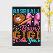 Baseball Or Bows Gigi Loves You Gender Reveal Baby Kaart (Gele Bloem)