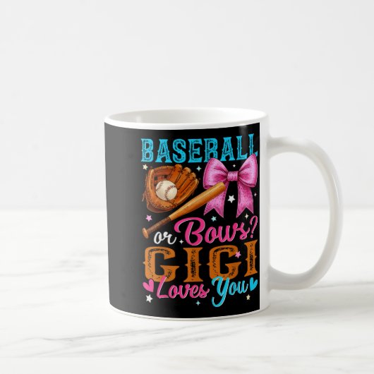 Baseball Or Bows Gigi Loves You Gender Reveal Baby Koffiemok (Rechts)