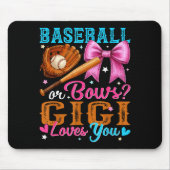 Baseball Or Bows Gigi Loves You Gender Reveal Baby Muismat (Voorkant)