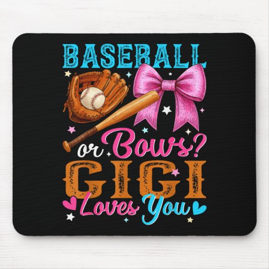 Baseball Or Bows Gigi Loves You Gender Reveal Baby Muismat (Voorkant)