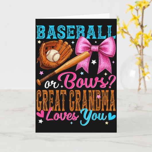 Baseball Or Bows Great Grandma Loves You Gender Re Kaart (Gele Bloem)