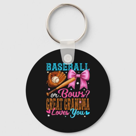 Baseball Or Bows Great Grandma Loves You Gender Re Sleutelhanger (Voorkant)