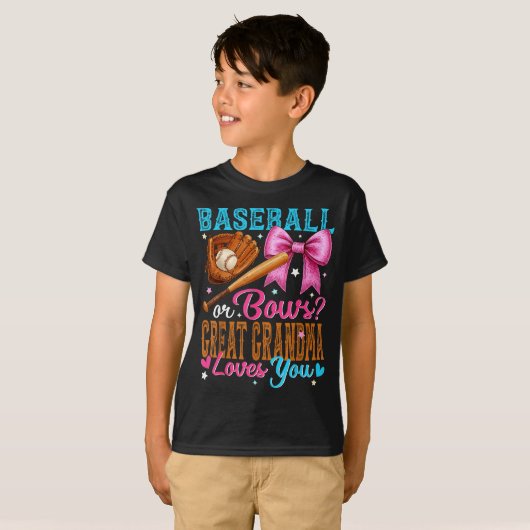 Baseball Or Bows Great Grandma Loves You Gender Re T-shirt (Voorkant volledig)
