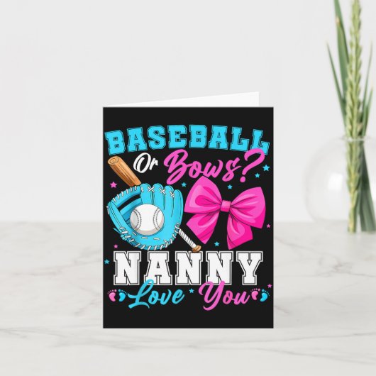 Baseball Or Bows Nanny Loves You Gender Reveal Fam Kaart (Voorkant)