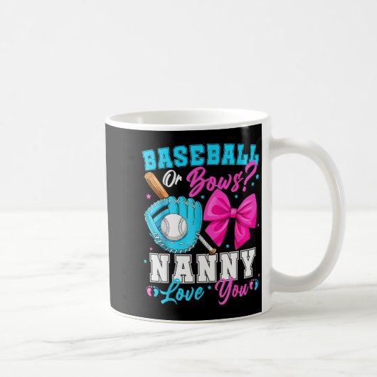 Baseball Or Bows Nanny Loves You Gender Reveal Fam Koffiemok (Rechts)