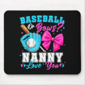 Baseball Or Bows Nanny Loves You Gender Reveal Fam Muismat (Voorkant)