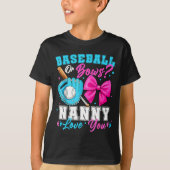 Baseball Or Bows Nanny Loves You Gender Reveal Fam T-shirt (Voorkant)