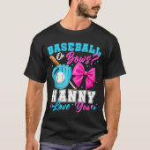 Baseball Or Bows Nanny Loves You Gender Reveal Fam T-shirt (Voorkant)