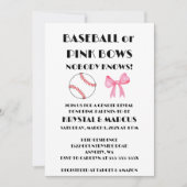 Baseball or Pink Bows gender reveal party Kaart (Voorkant)