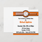 Baseball Oranje Birthday-uitnodigingen Kaart (Voorkant / Achterkant)