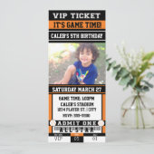 BASEBALL Oranje & Black TICKET PHOTO-uitnodiging Kaart (Staand voorkant)