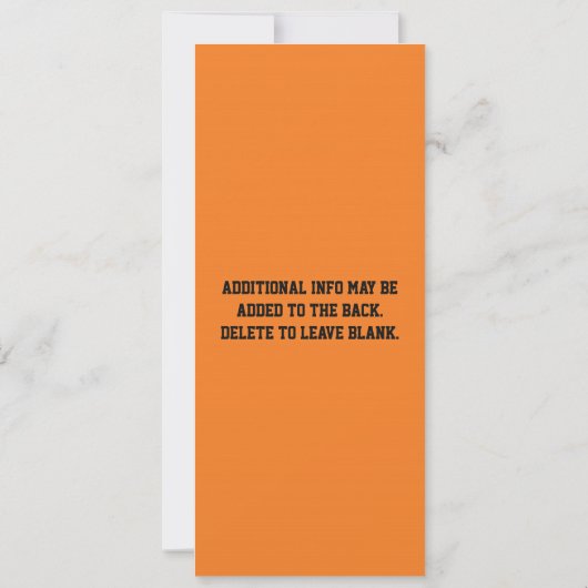 BASEBALL Oranje & Black TICKET PHOTO-uitnodiging Kaart (Achterkant)