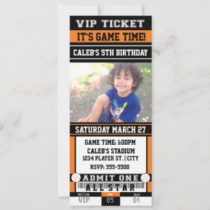 BASEBALL Oranje & Black TICKET PHOTO-uitnodiging Kaart
