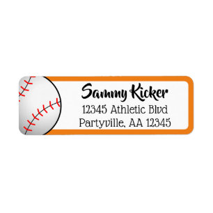 Baseball Oranje en zwart adres Etiket