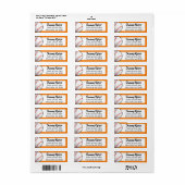 Baseball Oranje en zwart adres Etiket (Full Sheet)