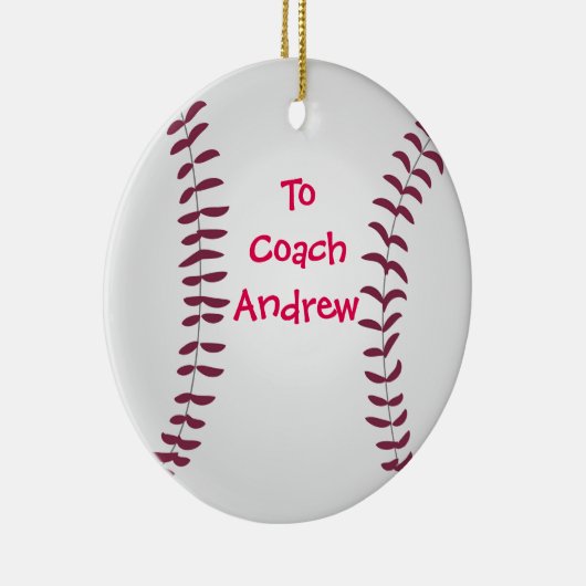 Baseball Ornament Gepersonaliseerd voor Coach of S (Rechts)