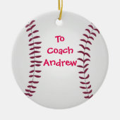 Baseball Ornament Gepersonaliseerd voor Coach of S (Voorkant)