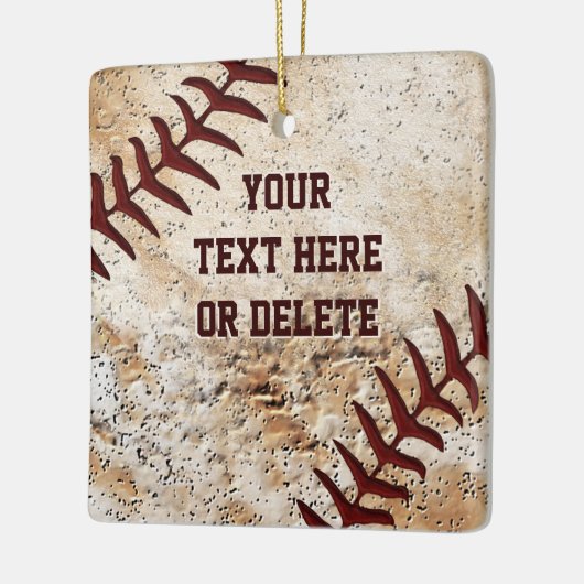 Baseball Ornaments Jouw tekst and Photo on Back Keramisch Ornament (Links)