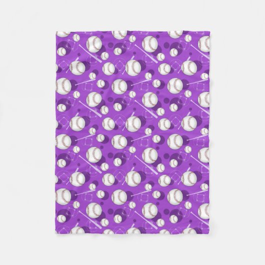 Baseball Paarse flesje met Théball Thlege Pattern Fleece Deken (Voorkant)