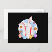 Baseball Paashaas Funny Paasbal Baseball Bunny Briefkaart (Voorkant / Achterkant)