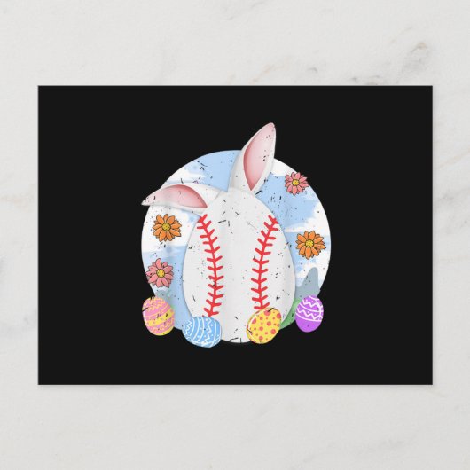 Baseball Paashaas Funny Paasbal Baseball Bunny Briefkaart (Voorkant)
