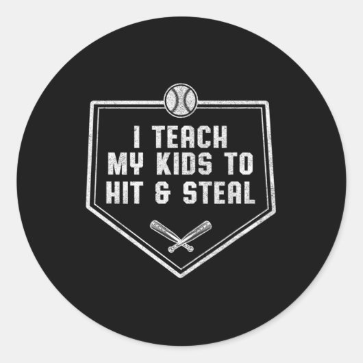 Baseball Pap - Ik leer mijn Kinderen naar Hit & St Ronde Sticker (Voorkant)