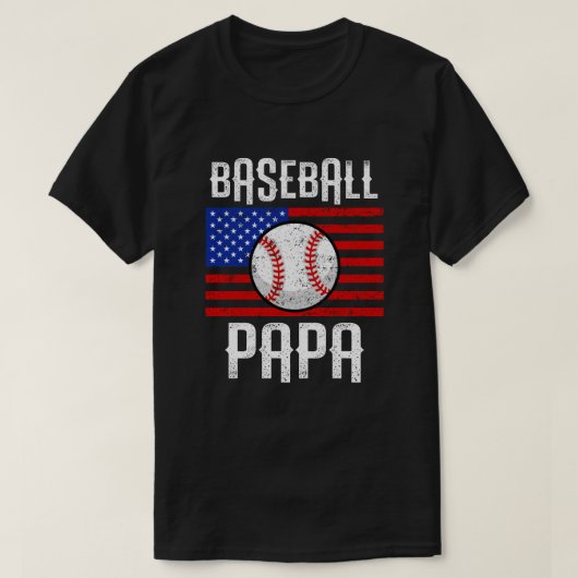 Baseball Papa American Flag Team Coach Gift T-shirt (Design voorkant)